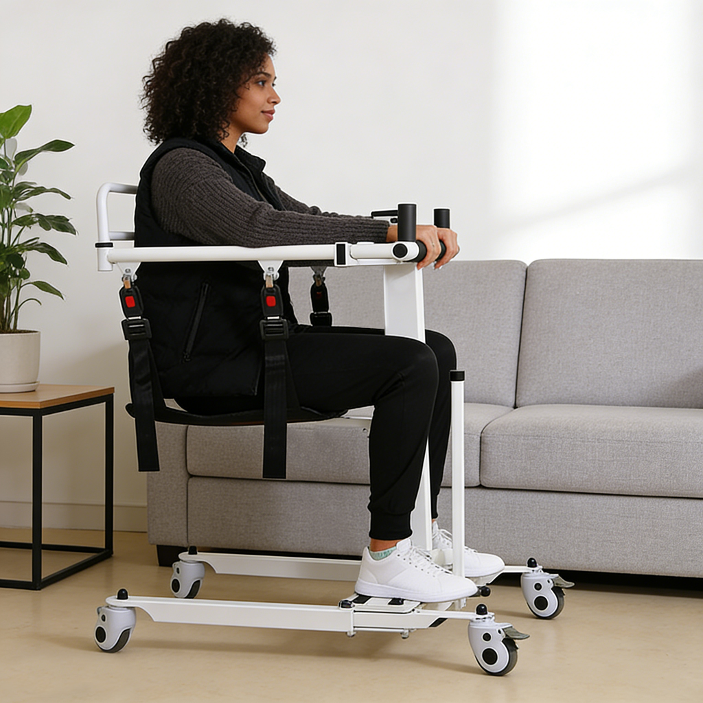 Electric Portable Lift Transfer Chair, Transfer Chair for Elderly & Disabled , Folding Portable Patient Lift for Home, Bathroom & Car Transfers